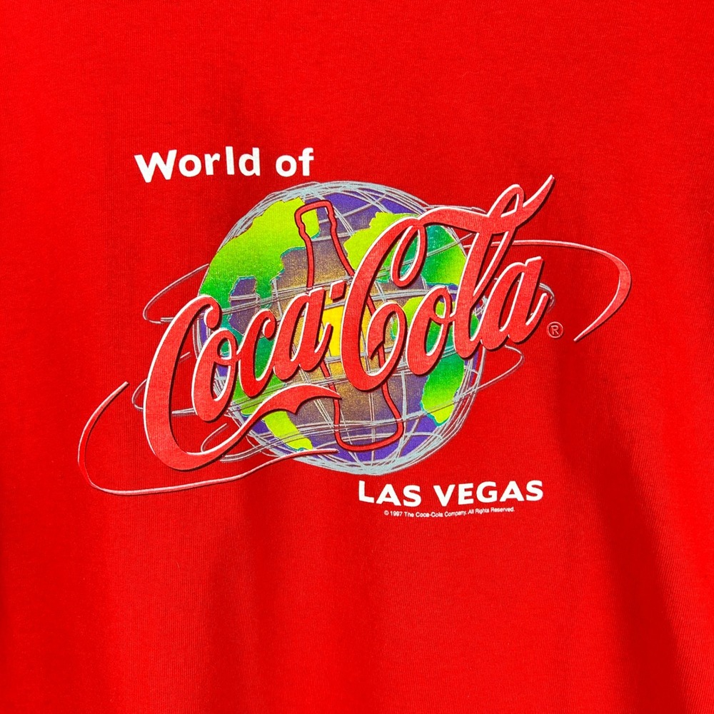 Vintage 1997 Coca-Cola T Shirt XL Red World of Coke Las Vegas Made in USA